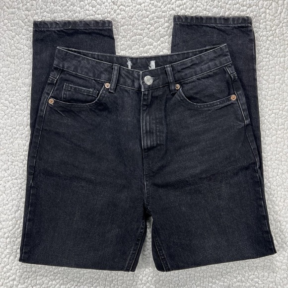 Zara Denim - Zara Tapered Jeans Women's Size 26x28 Black Normcore Casual Everyday‎ Distressed